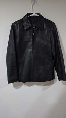 Relativity Women's Black Genuine Leather Zip-Up Jacket Size S